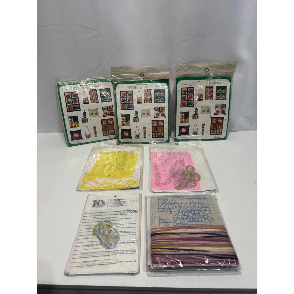 Needlepoint Cross Stitch Kits OS Multicolor Vintage Lot of 7 craft